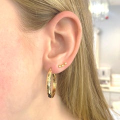 4mm Wide 30mm Diamond-Cut Round Hoops, 14K Yellow Gold Domed