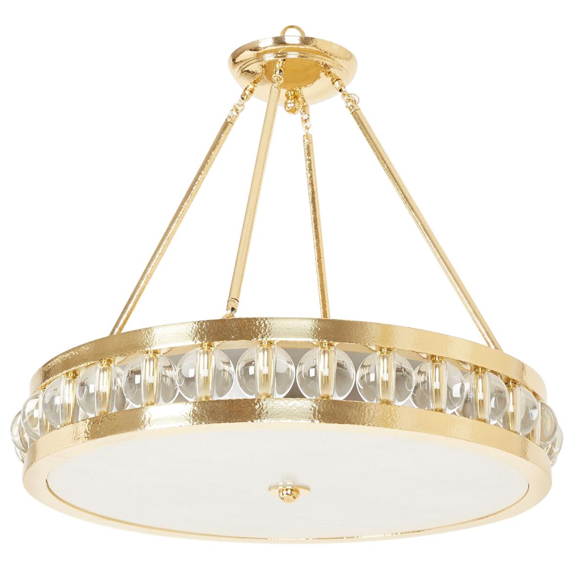 Lampe à suspension tambour martelé en laiton de David Duncan