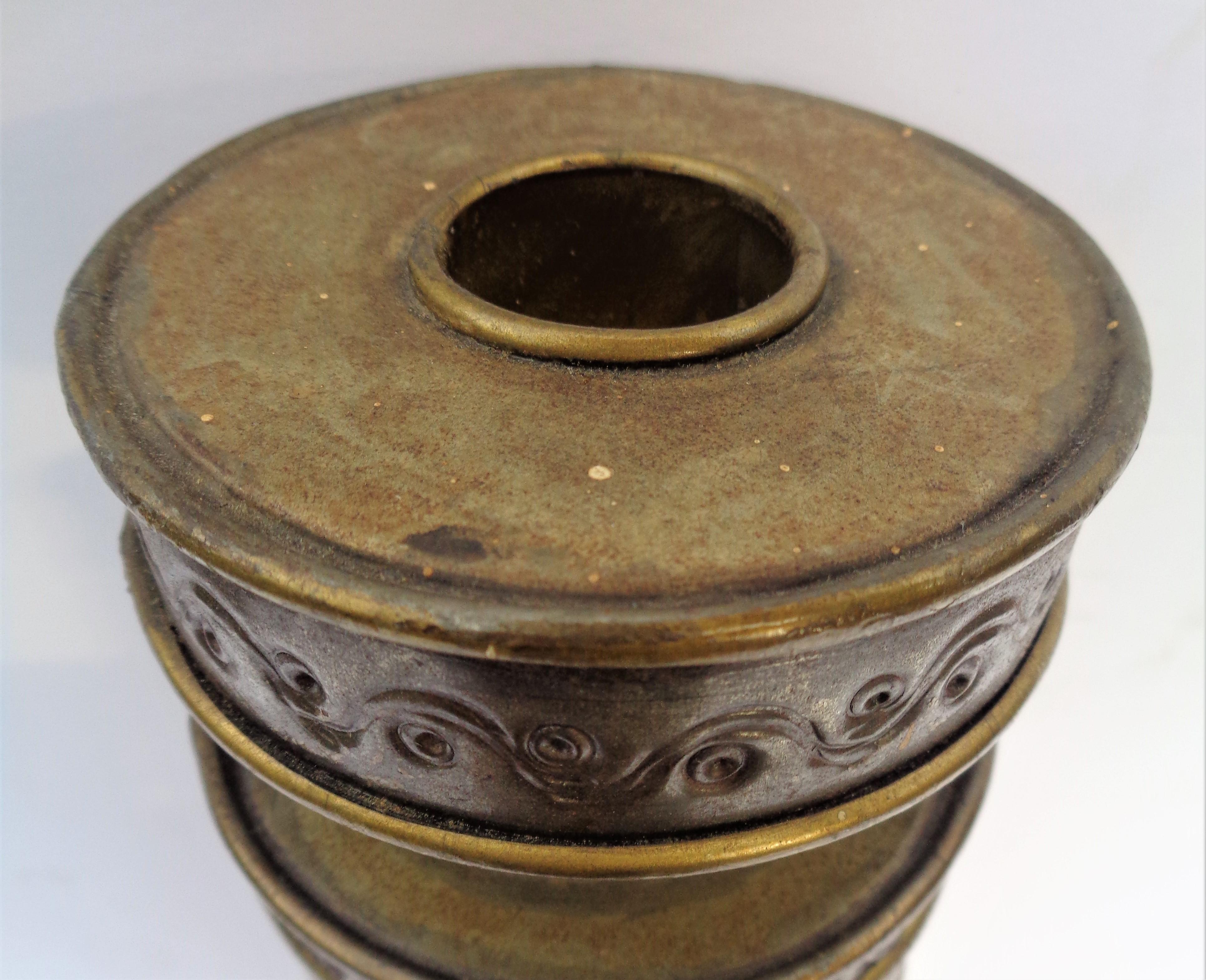Mexican Hammered Tin and Brass Candle Holders by Gene Byron, Mexico, Circa 1950