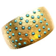 Hammered Vermeil with Turquoise Cuff Bracelet