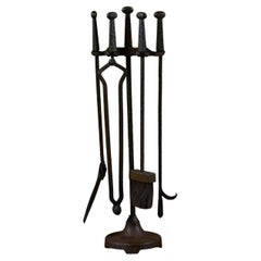 Hammered Wrought Iron Fireplace Tools