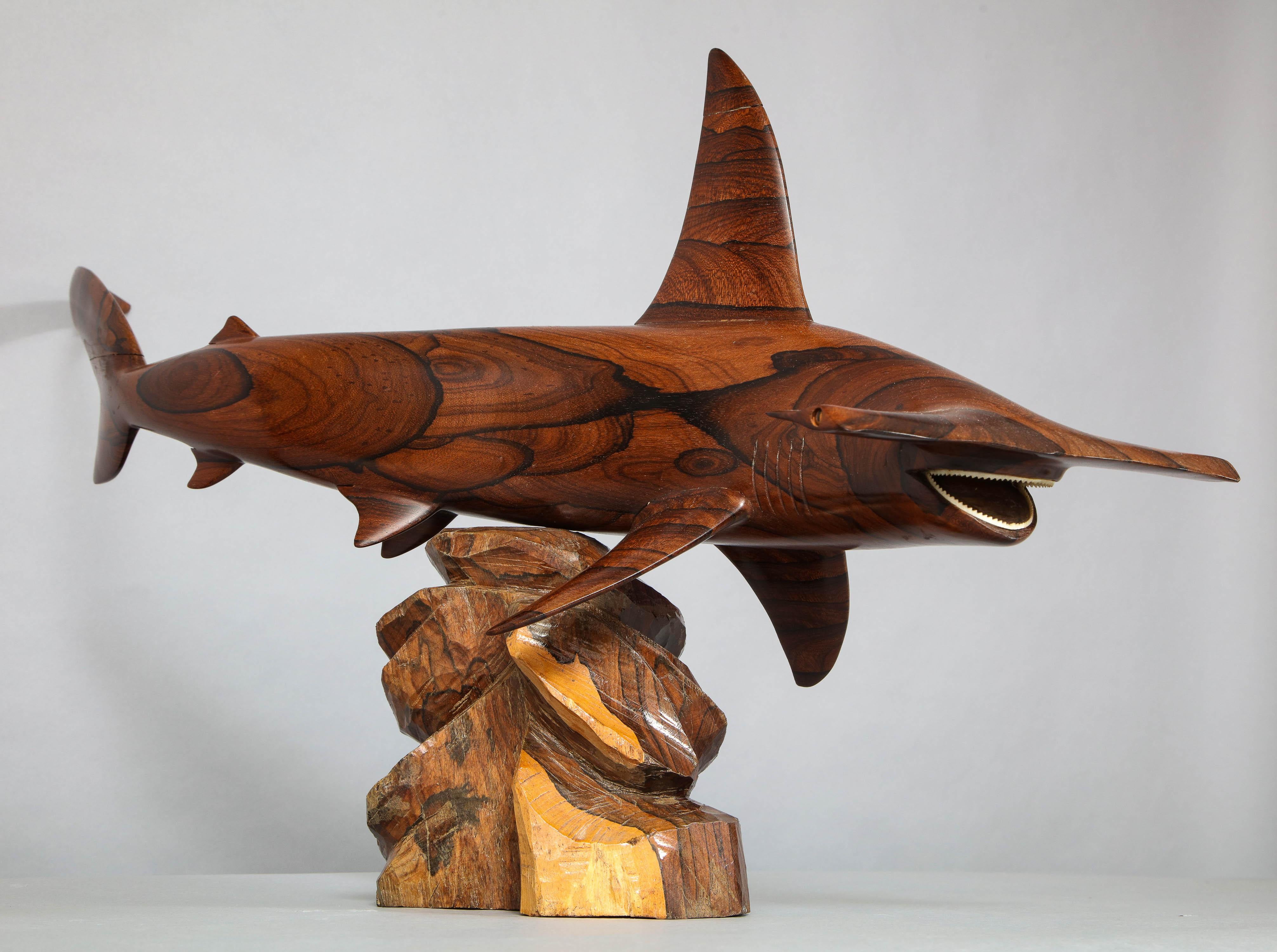 Hand Carved Rosewood Hammerhead Shark  For Sale 2