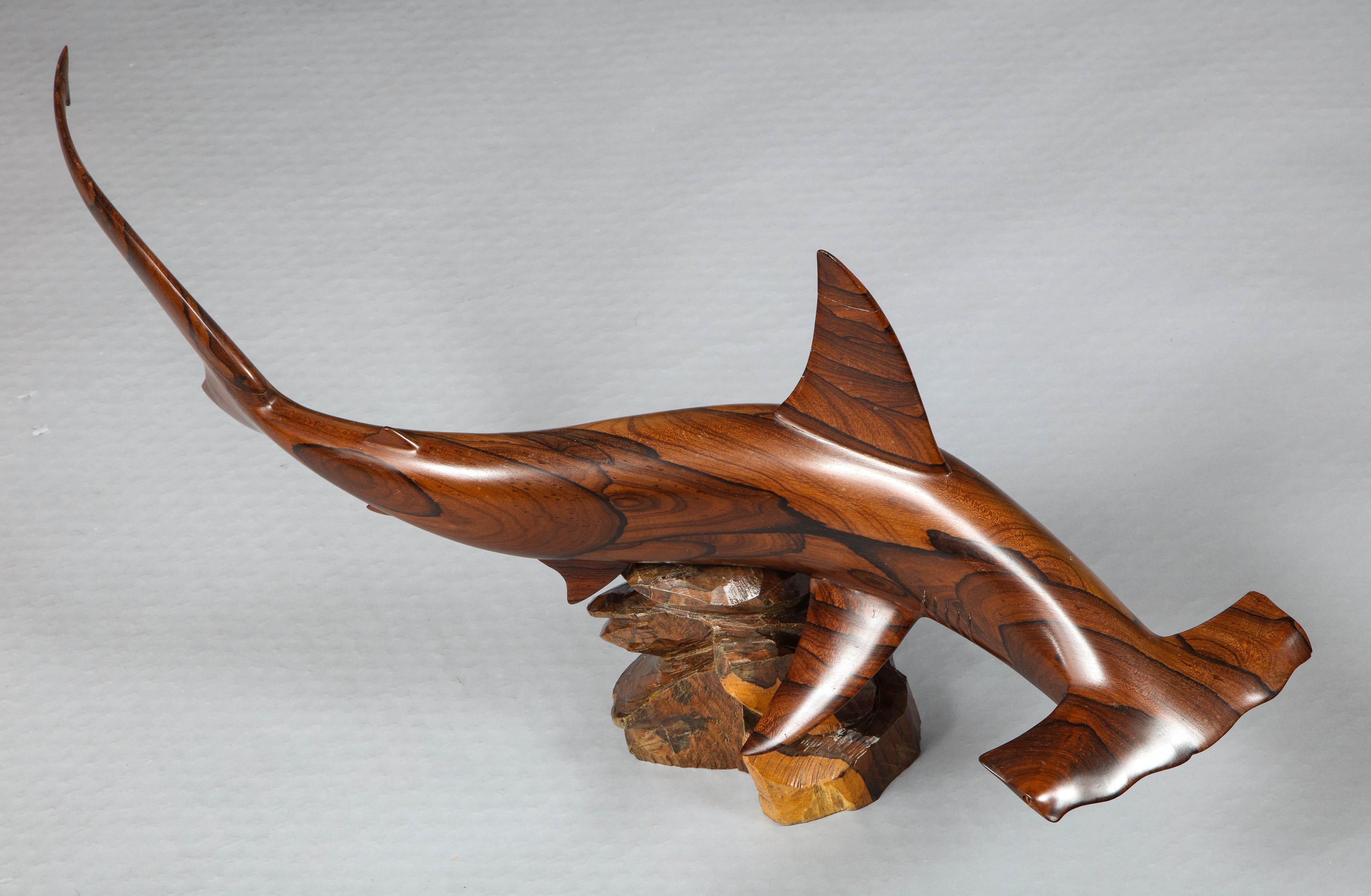Hand Carved Rosewood Hammerhead Shark  For Sale 3