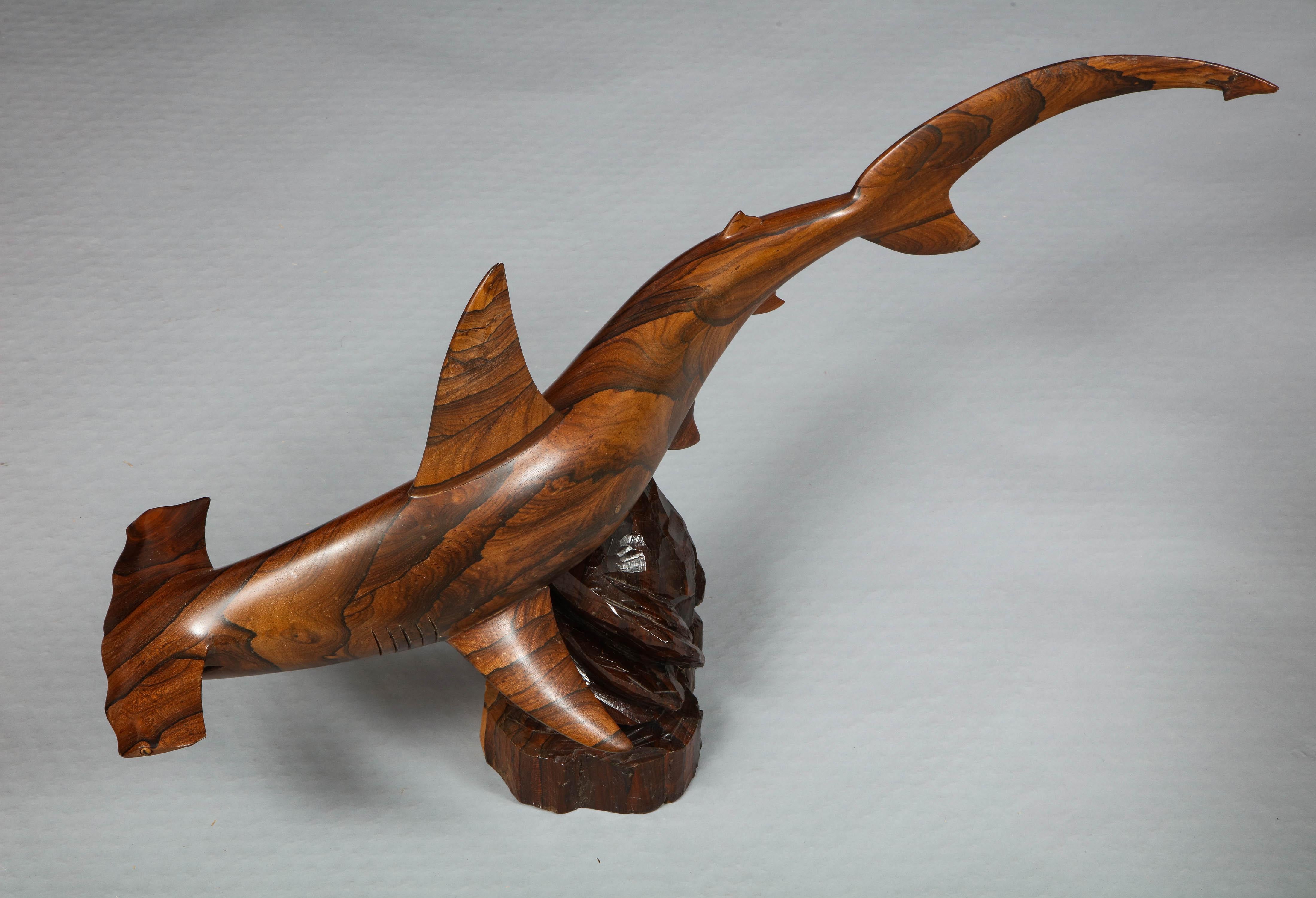 Hand Carved Rosewood Hammerhead Shark  For Sale 4