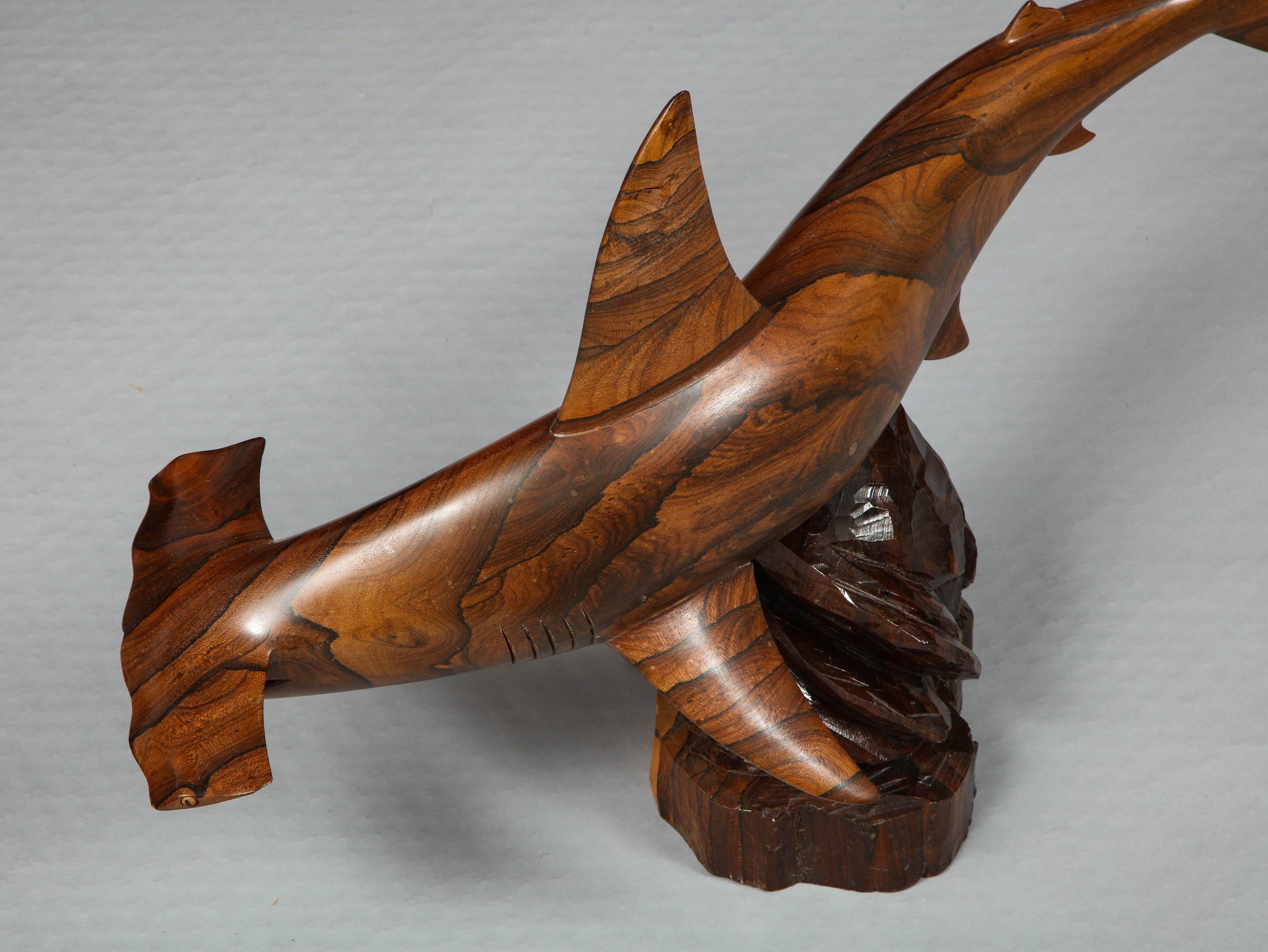 Hand Carved Rosewood Hammerhead Shark  For Sale 5