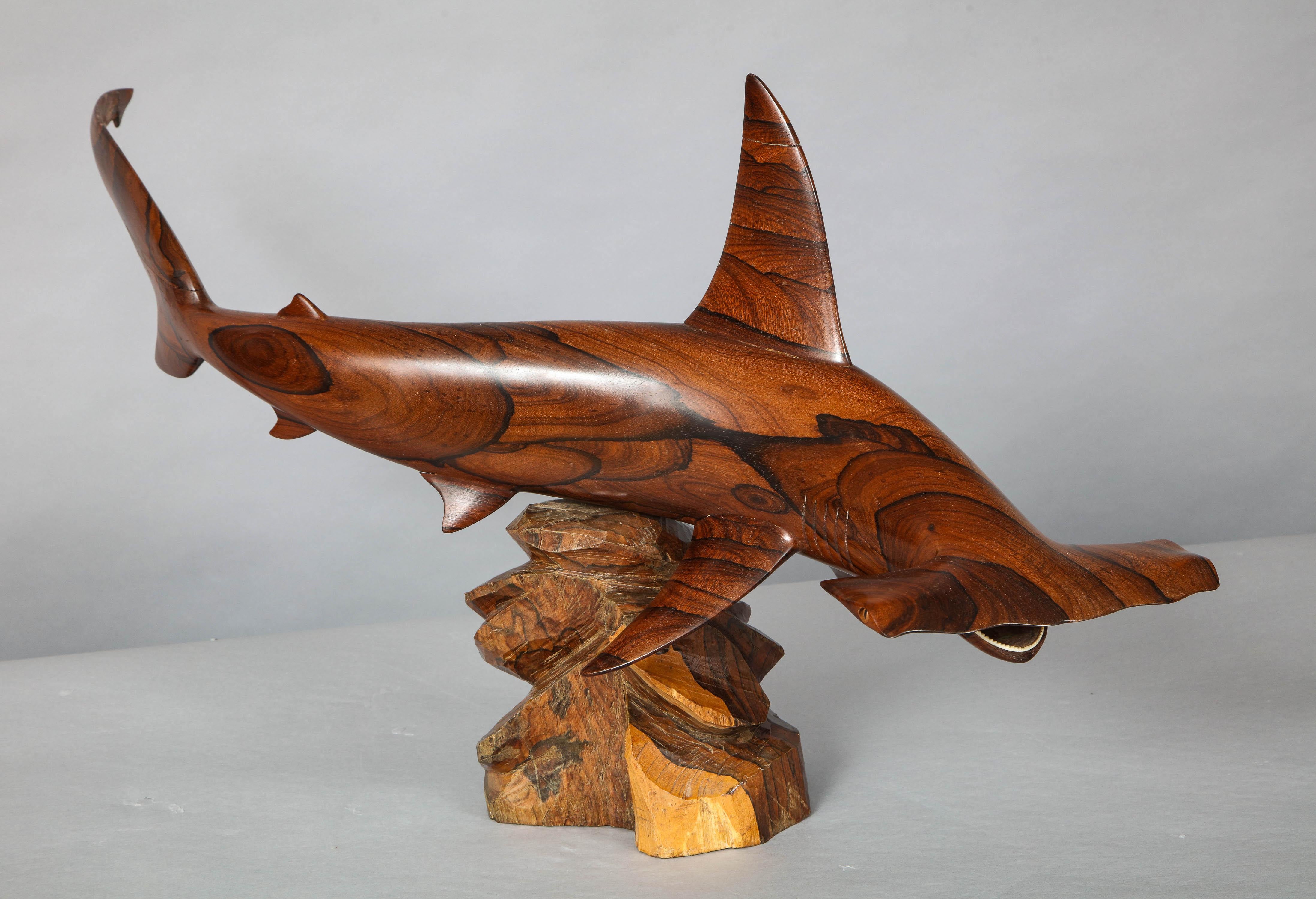 Hand Carved Rosewood Hammerhead Shark  For Sale 6