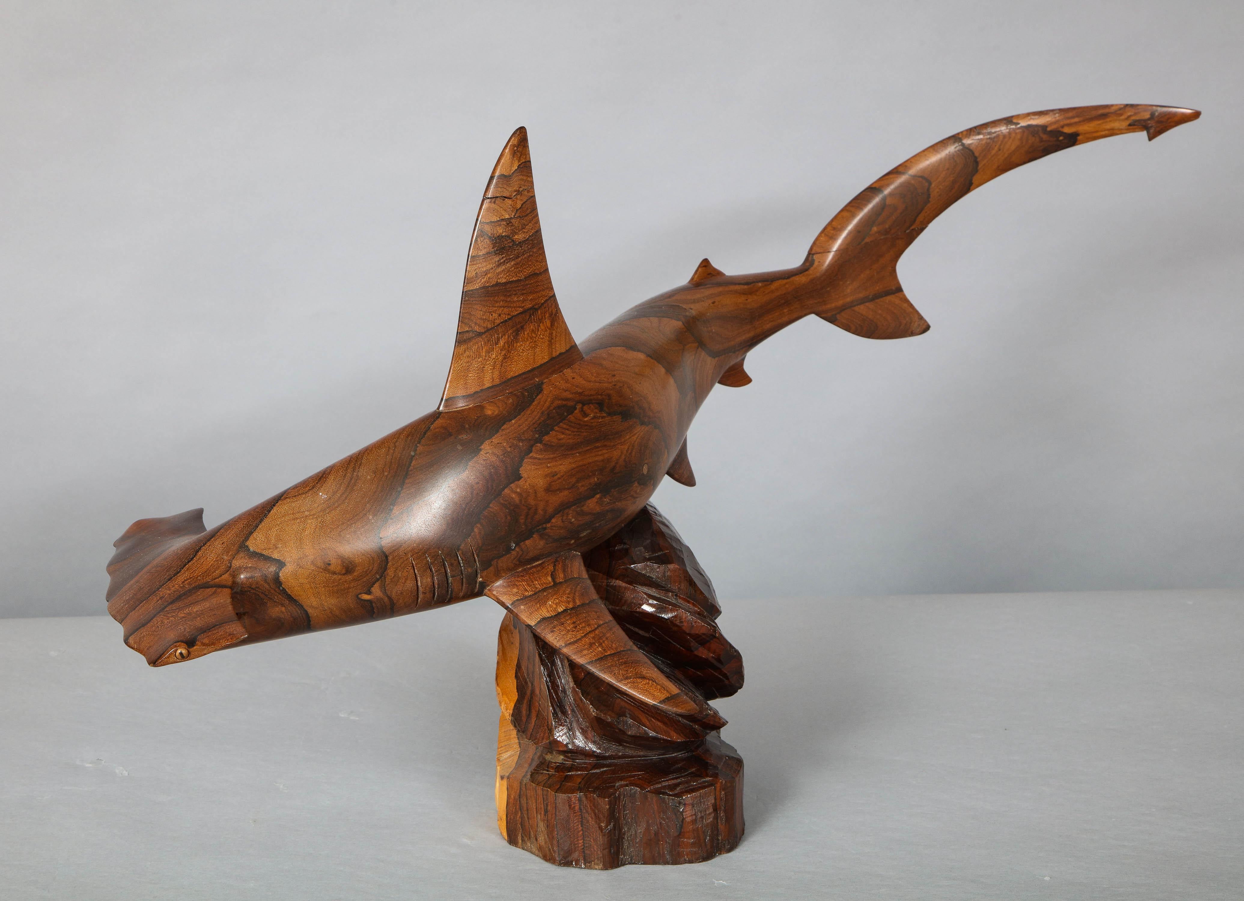 Hand Carved Rosewood Hammerhead Shark  For Sale 7