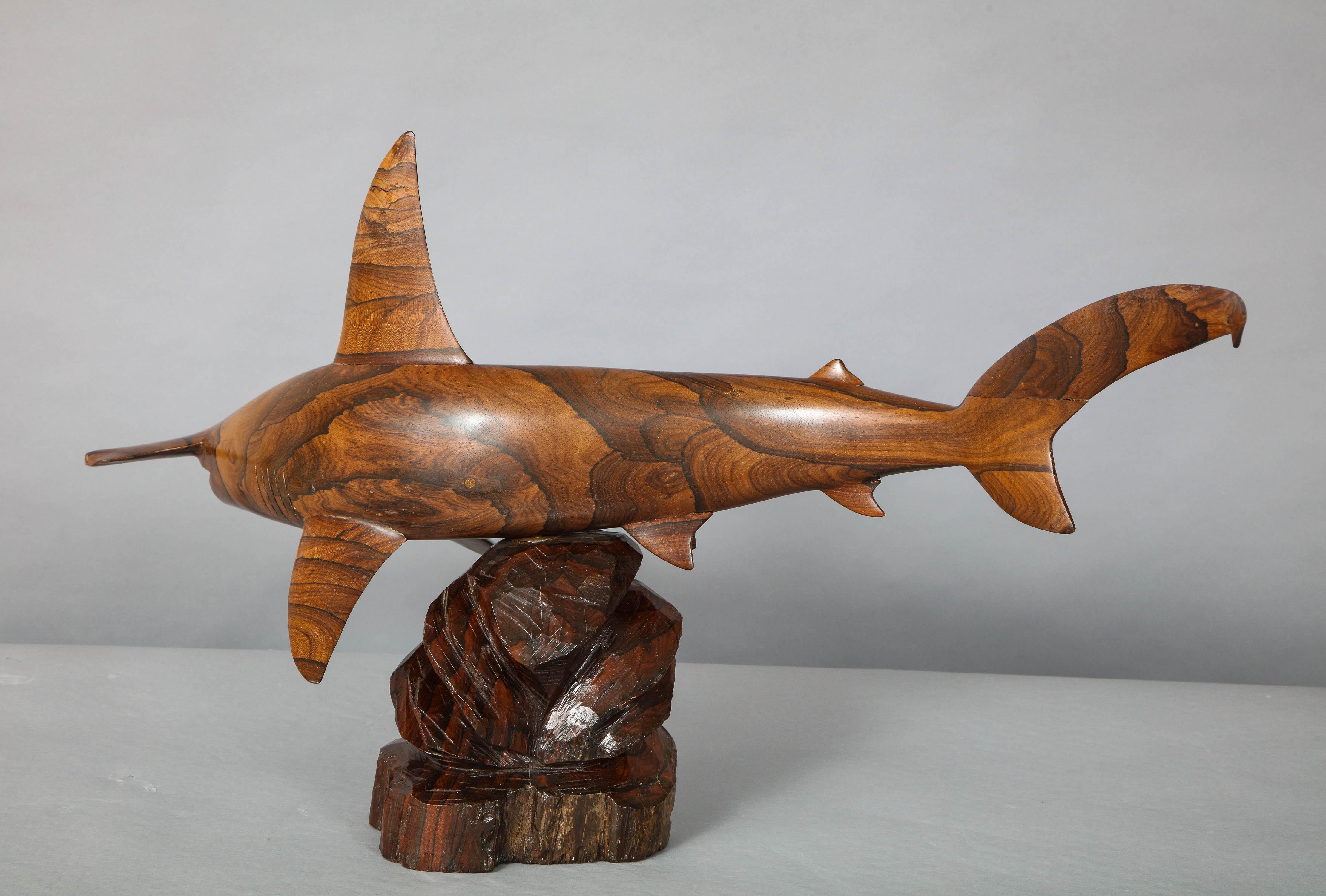 Modern Hand Carved Rosewood Hammerhead Shark  For Sale