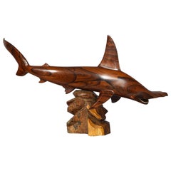 Vintage Hand Carved Rosewood Hammerhead Shark 