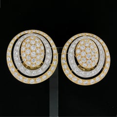 Hammerman Bros 18k Gold & Platinum 12.90ctw Diamond Large Open Circles Earrings