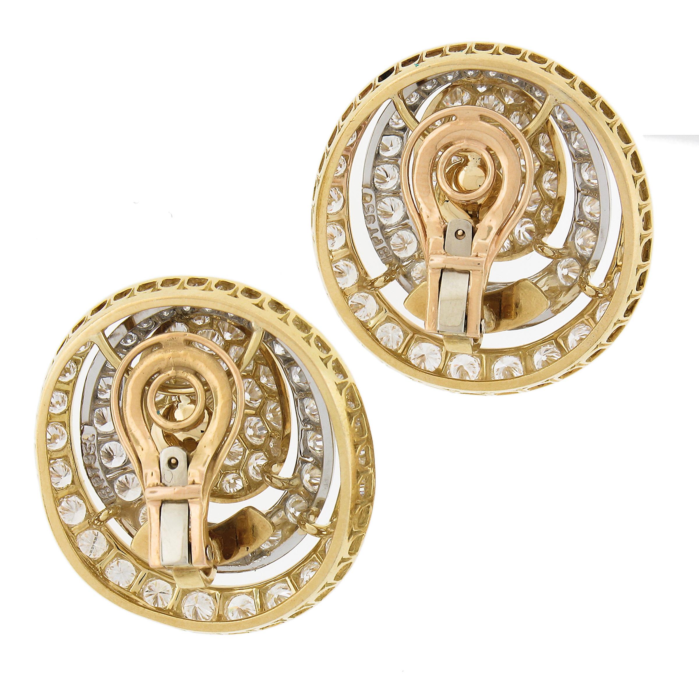 Women's Hammerman Bros 18k Gold & Platinum 12.90ctw Diamond Large Open Circles Earrings