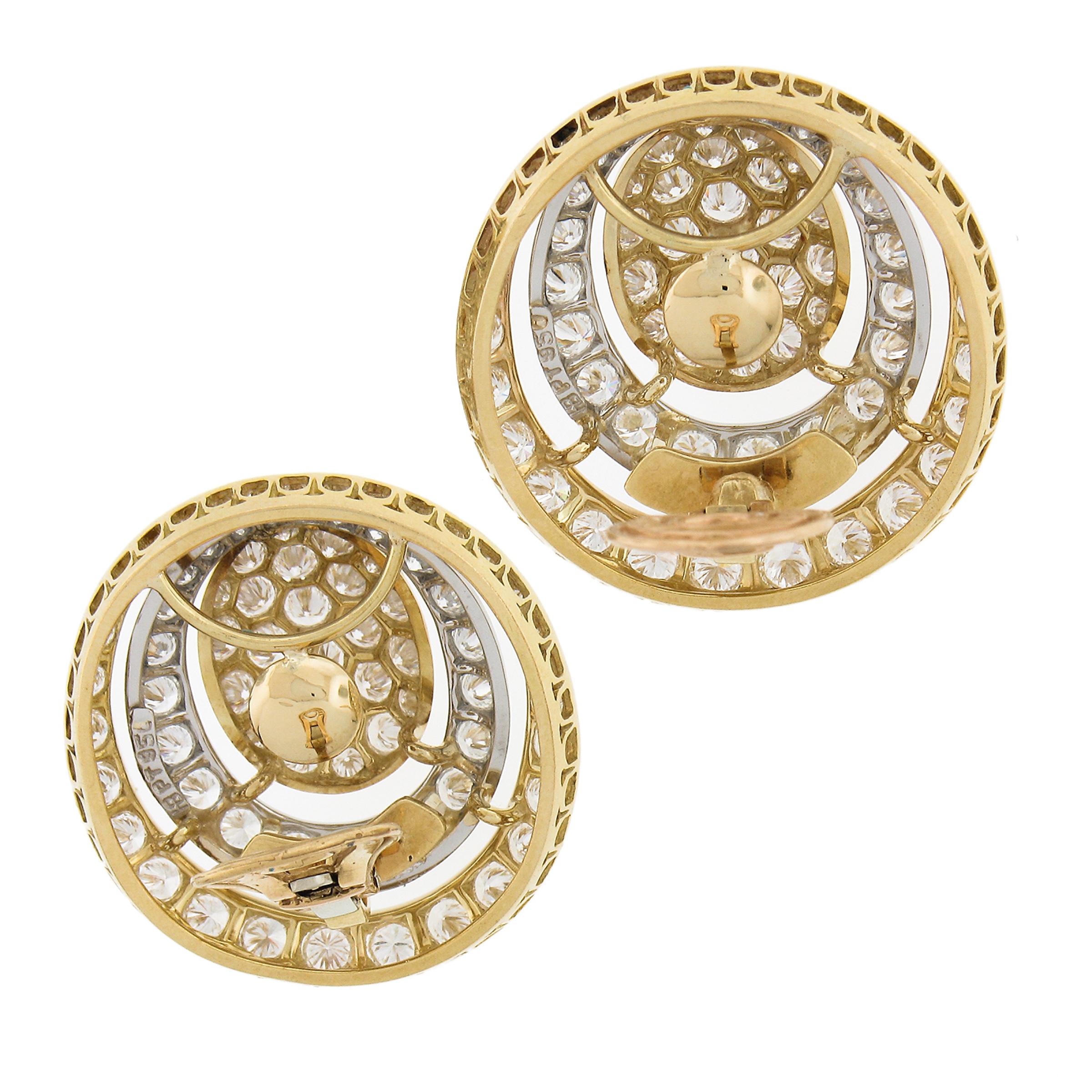 Hammerman Bros 18k Gold & Platinum 12.90ctw Diamond Large Open Circles Earrings 1