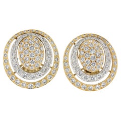 Hammerman Bros 18k Gold & Platinum 12.90ctw Diamond Large Open Circles Earrings