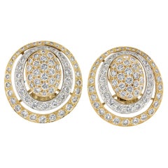 Hammerman Bros, boucles d'oreilles en or 18 carats et platine avec diamants de 12,90 ctw