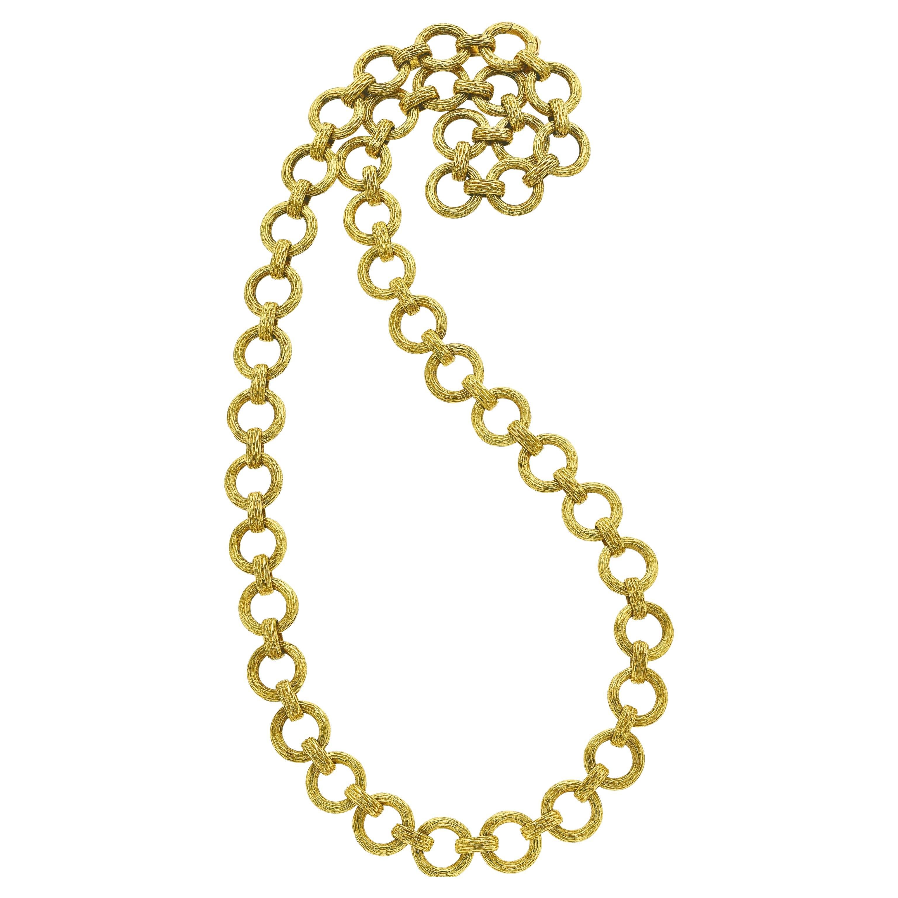 Hammerman Bros. 18k Yellow Gold Textured Link Heavy Chain Necklace, Size 24 Inch