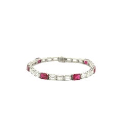 Hammerman Bros Burmese Ruby Diamond 18K Gold-Platinum Tennis Bracelet, AGL Cert
