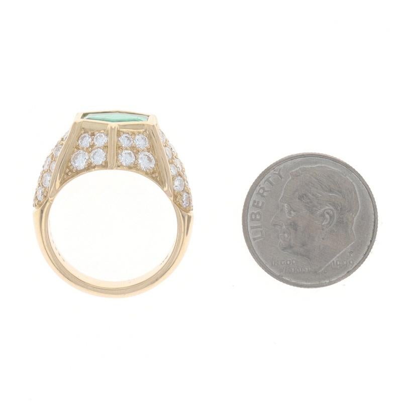 De las mujeres Hammerman Bros Esmeralda Diamante Anillo Vintage Oro Amarillo 18k Hexágono 4.15ctw AGL en venta
