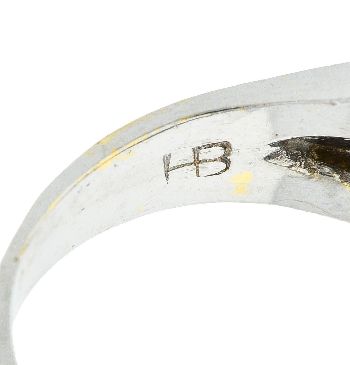 Hammerman Bros. Mid-Century 4.25 CTW Diamond Platinum 18 Karat Gold Barrel Ring For Sale 4