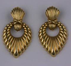 Hammerman Bros. Ribbed Gold Earrings
