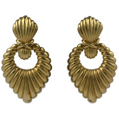 Vintage Hammerman Bros. Ribbed Gold Earrings