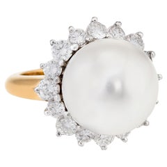 Hammerman Bros South Sea Pearl Diamond Ring 