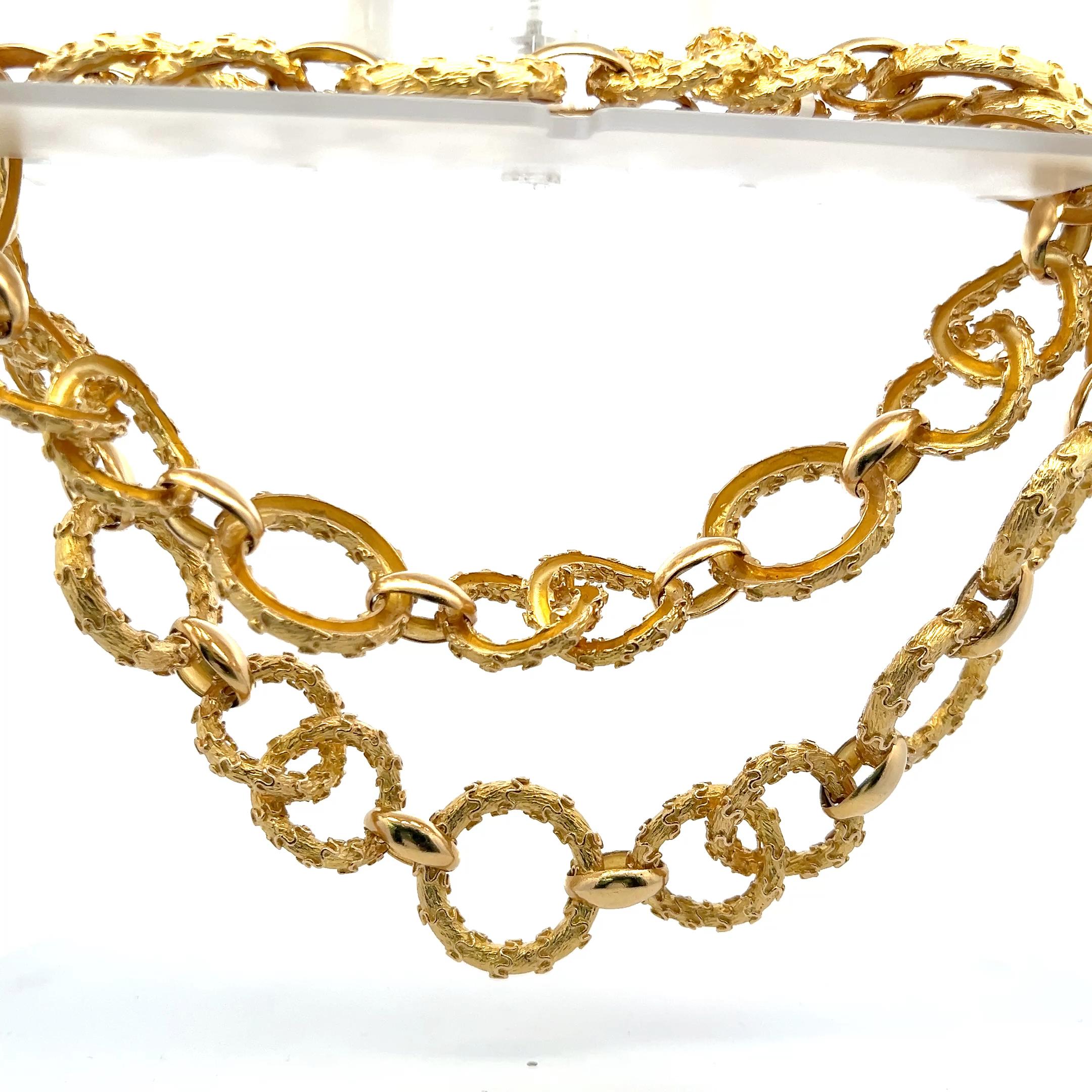 Collar de eslabones de oro amarillo de 18 quilates Hammerman Broth Vintage 202,30 gramos en venta 1
