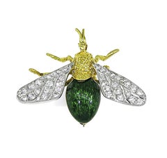 Hammerman Brothers 1.00ct Diamond Enamel 18k Gold Bee Pin