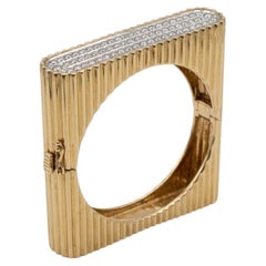 Hammerman Brothers 1.5 Carat Diamond Fluted Bangle in 14k Yellow Gold