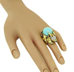 Hammerman Brothers 1.50ct Ruby 1.25ct Sapphire Turquoise Frog Ring