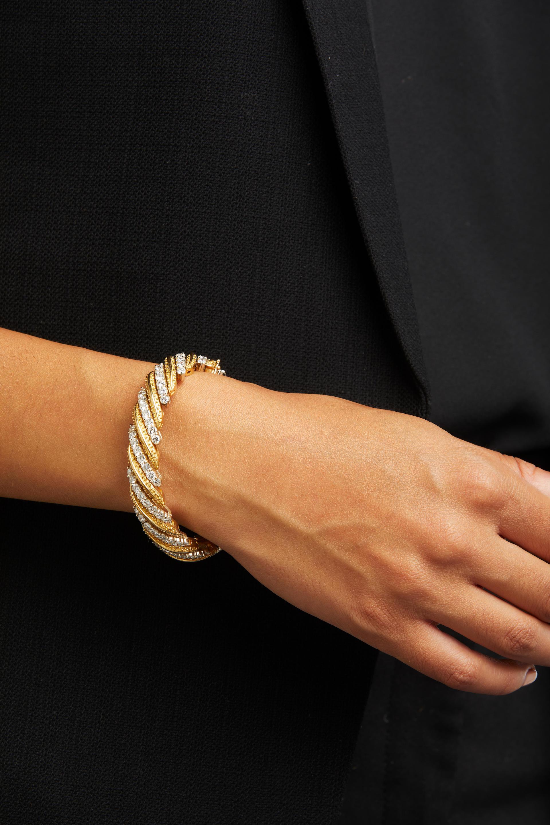 Women's or Men's Hammerman Brothers: 18K Bi-Color Gold And Diamond Bracelet 7 3/4