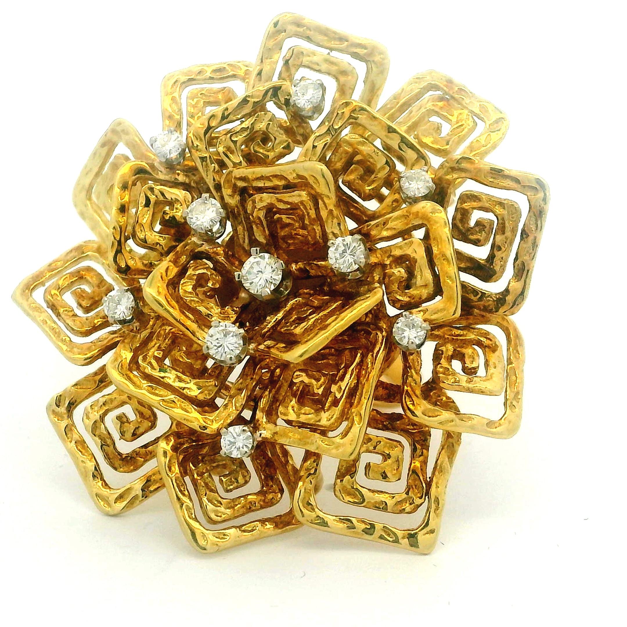 Hammerman Brothers 18K Gold Brutalist Diamond Statement Ring, ca. 1960 im Angebot 5