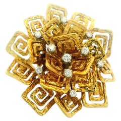 Hammerman Brothers, bague de déclaration en or 18K à diamants de style brutaliste, c.C. 1960 Hammerman Brothers, bague de déclaration en or 18K à diamants de style brutaliste, c.C. 1960