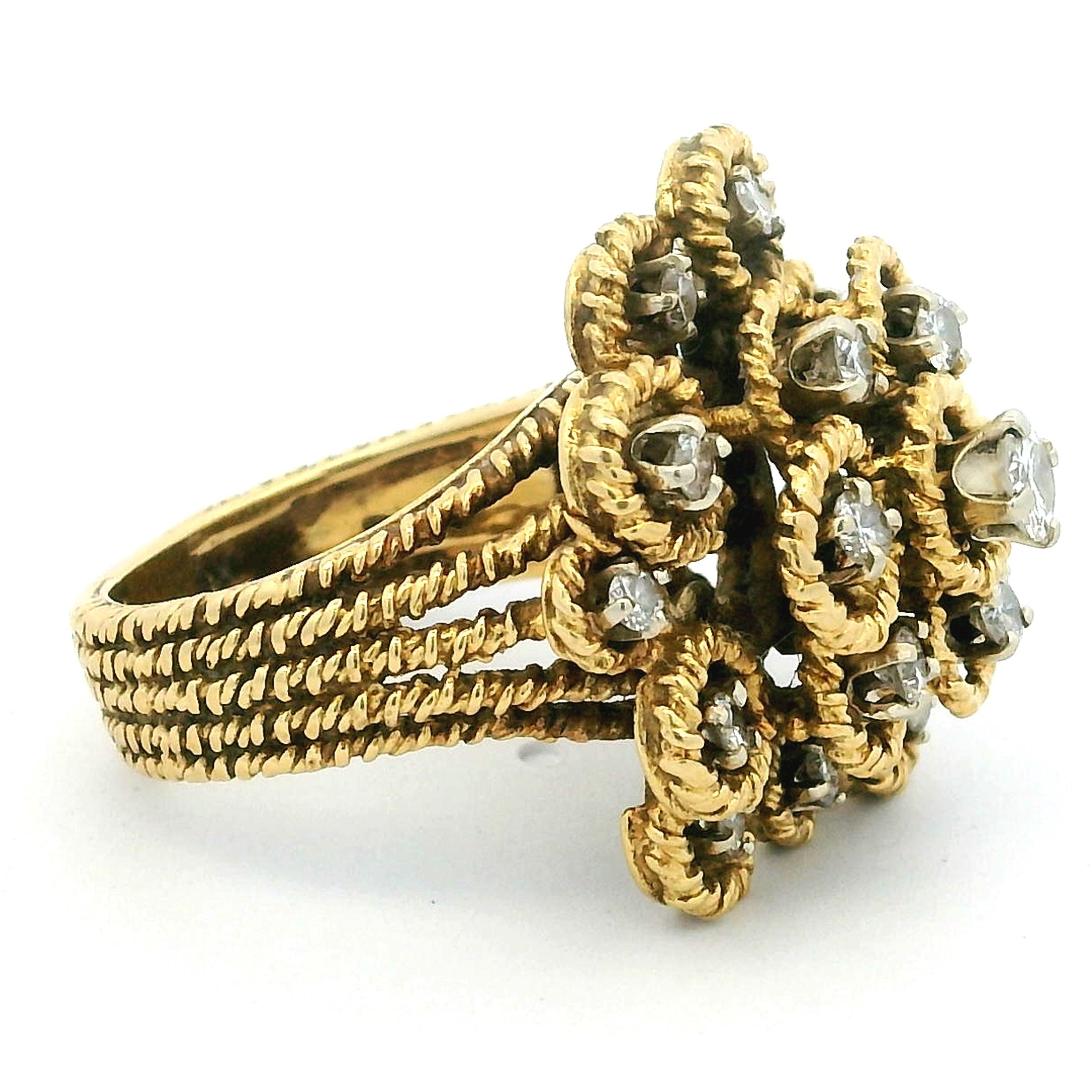 Anillo en racimo de diamantes Hammerman Brothers de oro de 18 quilates, 1,60 quilates en venta 1