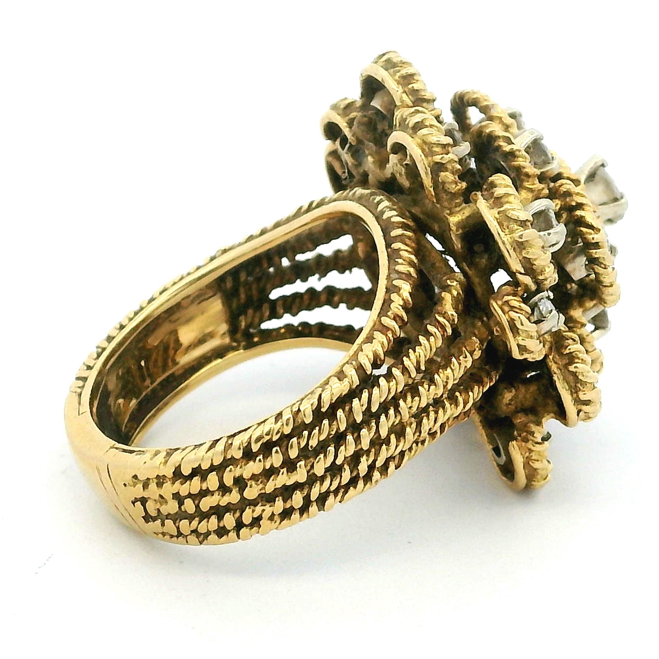 Anillo en racimo de diamantes Hammerman Brothers de oro de 18 quilates, 1,60 quilates en venta 2