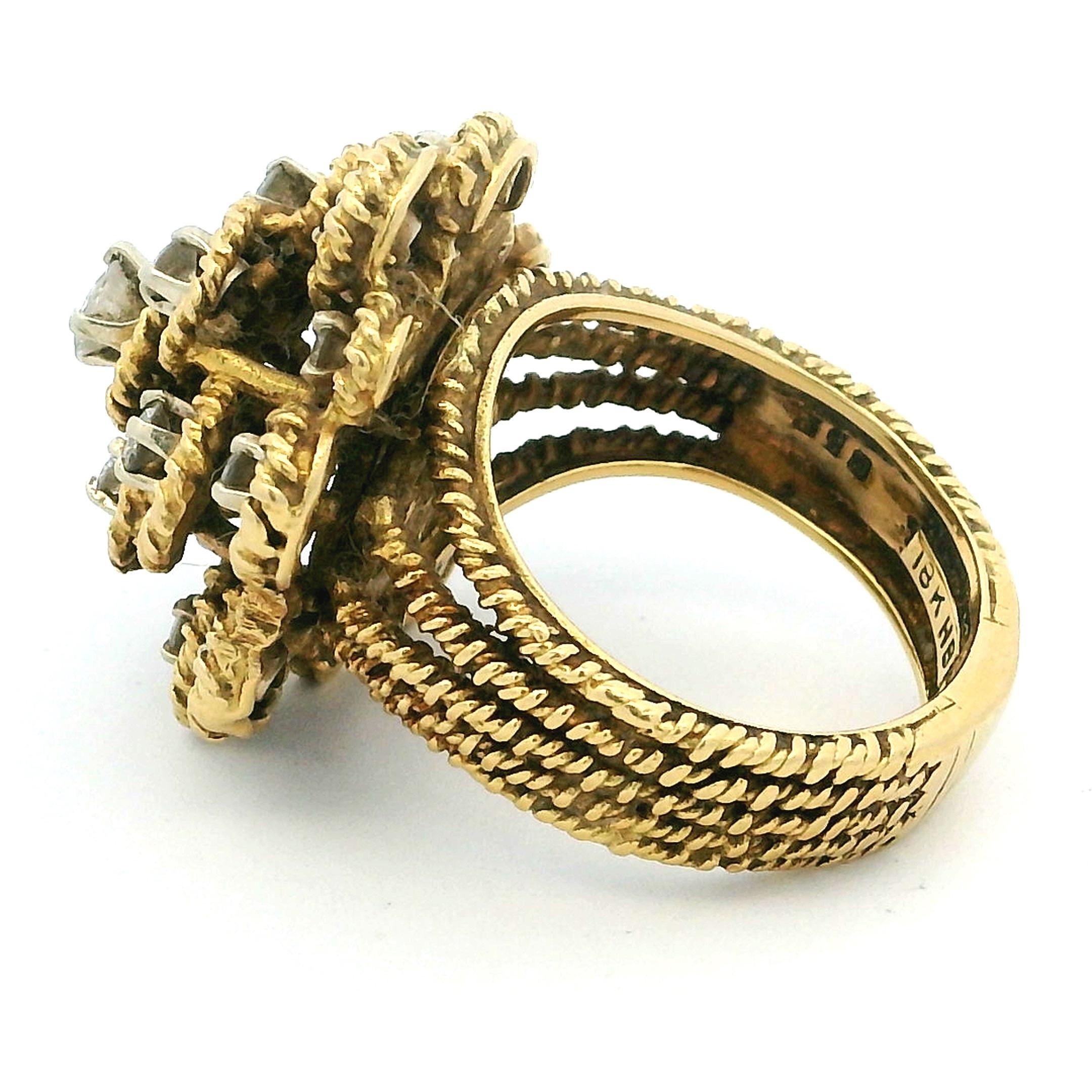 Anillo en racimo de diamantes Hammerman Brothers de oro de 18 quilates, 1,60 quilates en venta 5