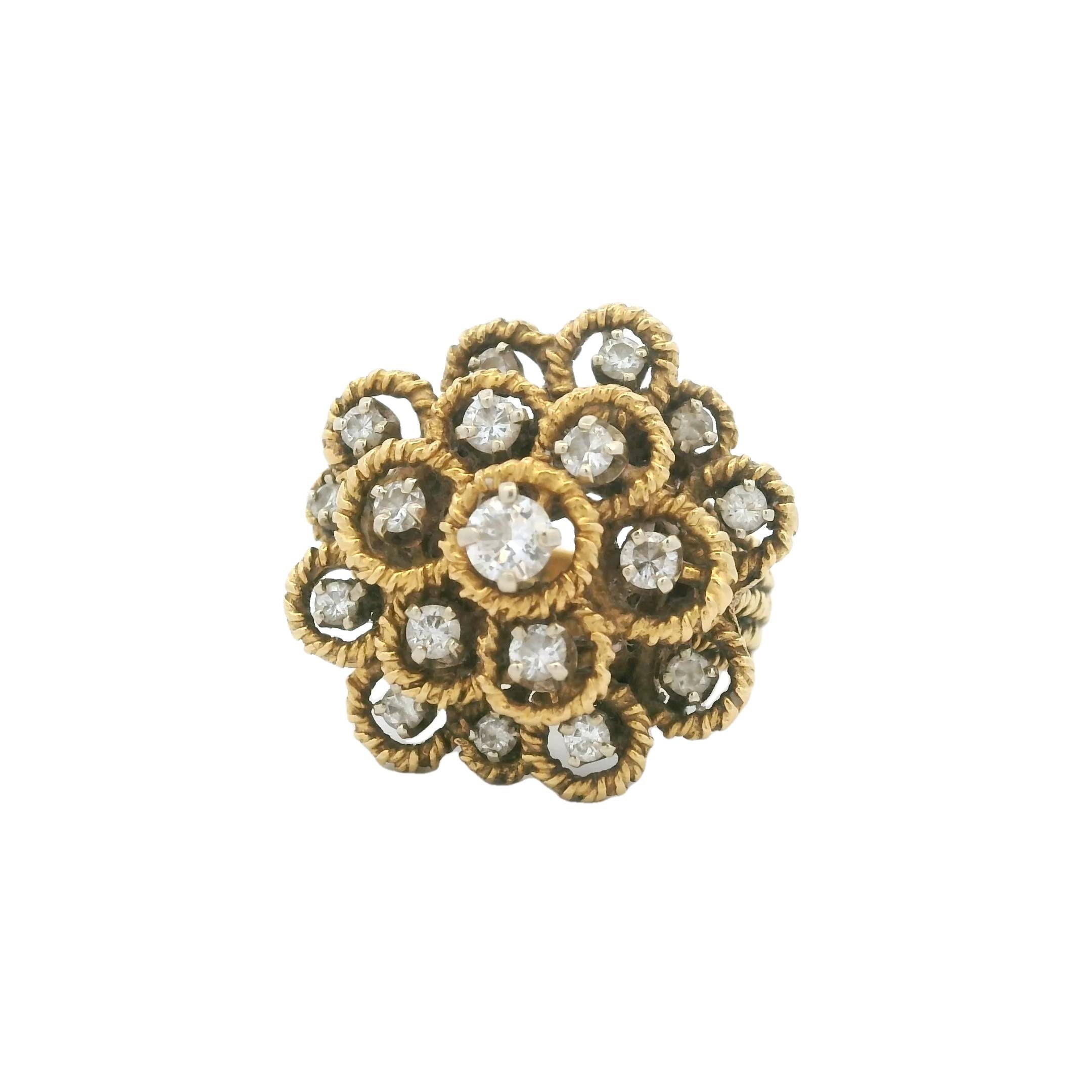 Hammerman Brothers Bague à grappes de diamants en or 18K, 1,60 carat Unisexe en vente
