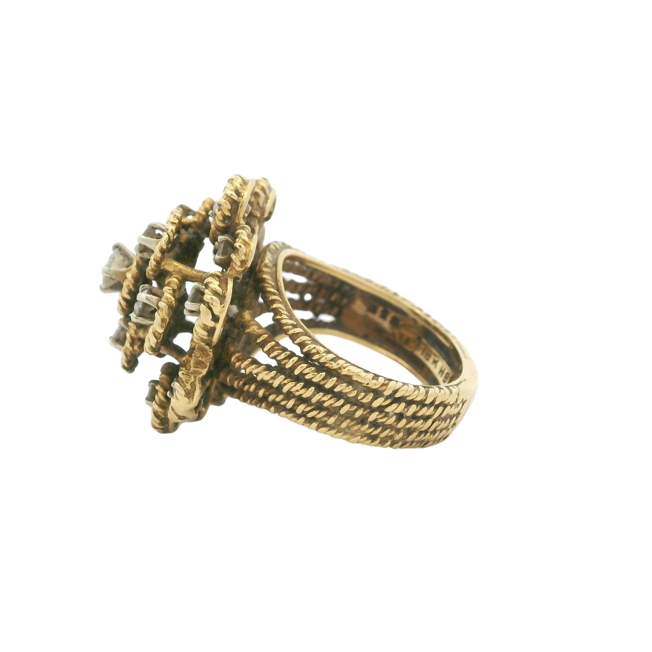 Hammerman Brothers Bague à grappes de diamants en or 18K, 1,60 carat en vente 1