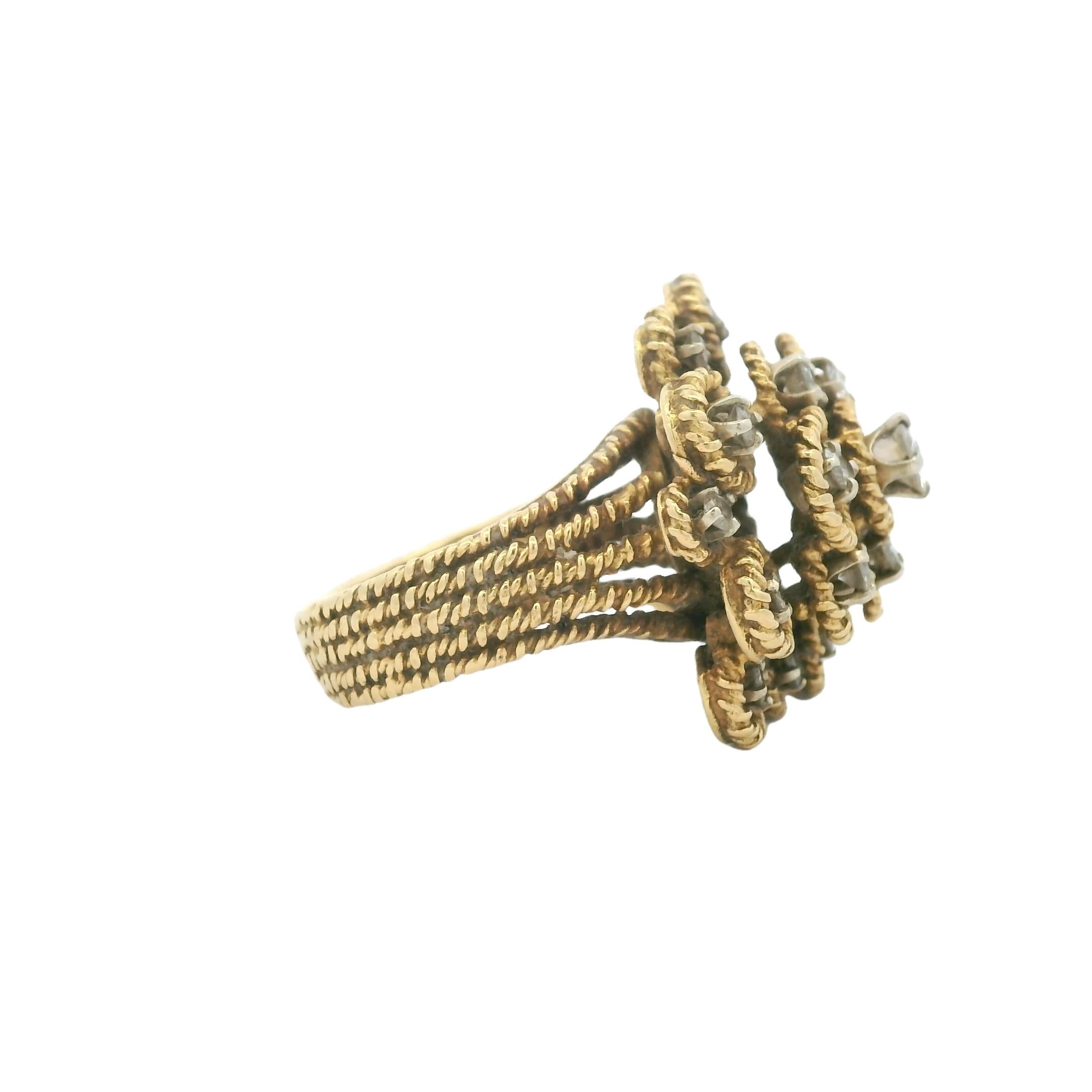 Hammerman Brothers Bague à grappes de diamants en or 18K, 1,60 carat en vente 3