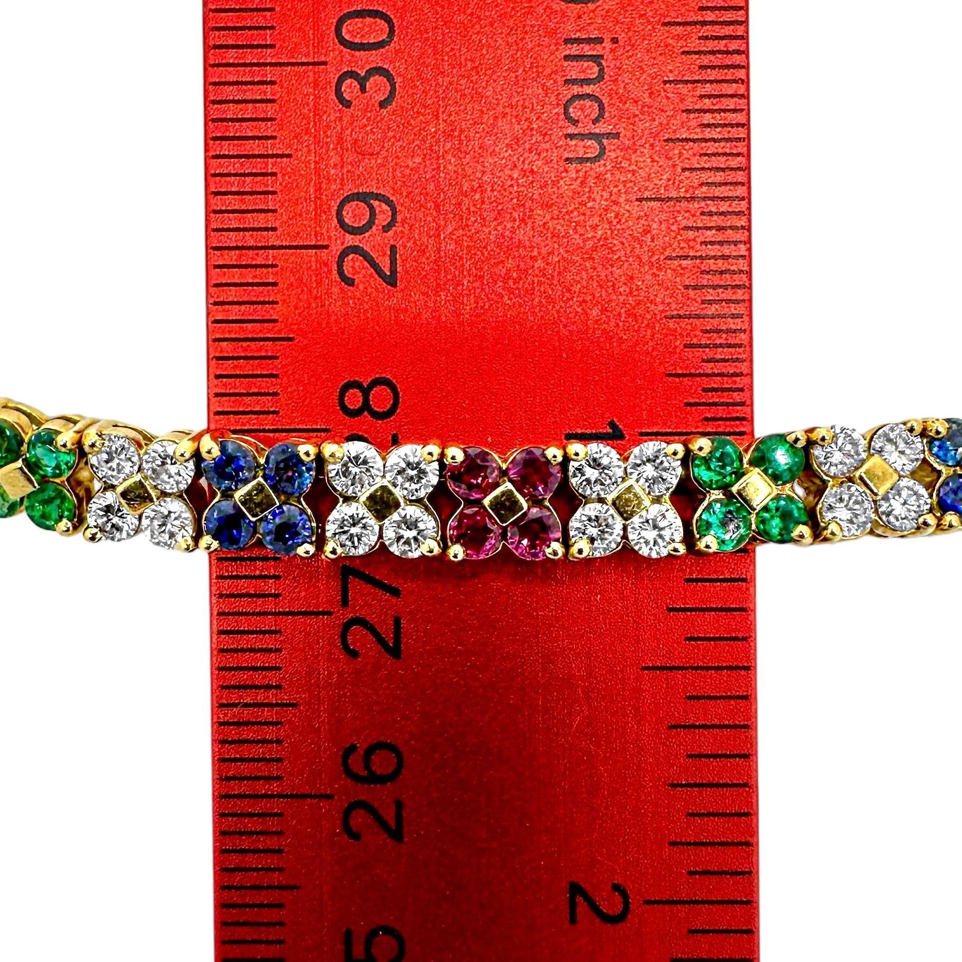 Hammerman Brothers Halskette aus 18 Karat Gold mit Diamanten, Smaragden, Rubinen und Saphiren im Zustand „Gut“ im Angebot in Palm Beach, FL