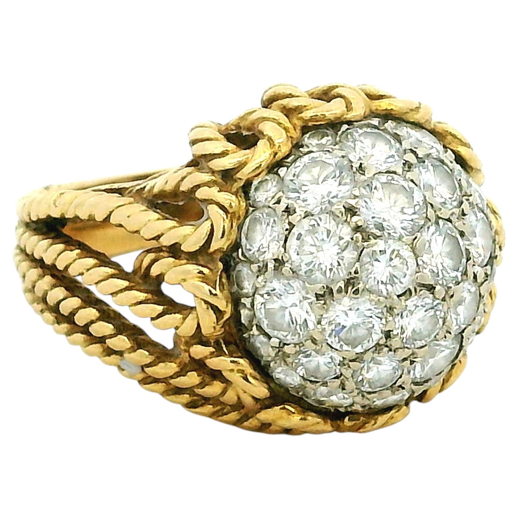 Hammerman Brothers 18K Gold Pavé Diamond Bombé Ring, 3.00 Carats