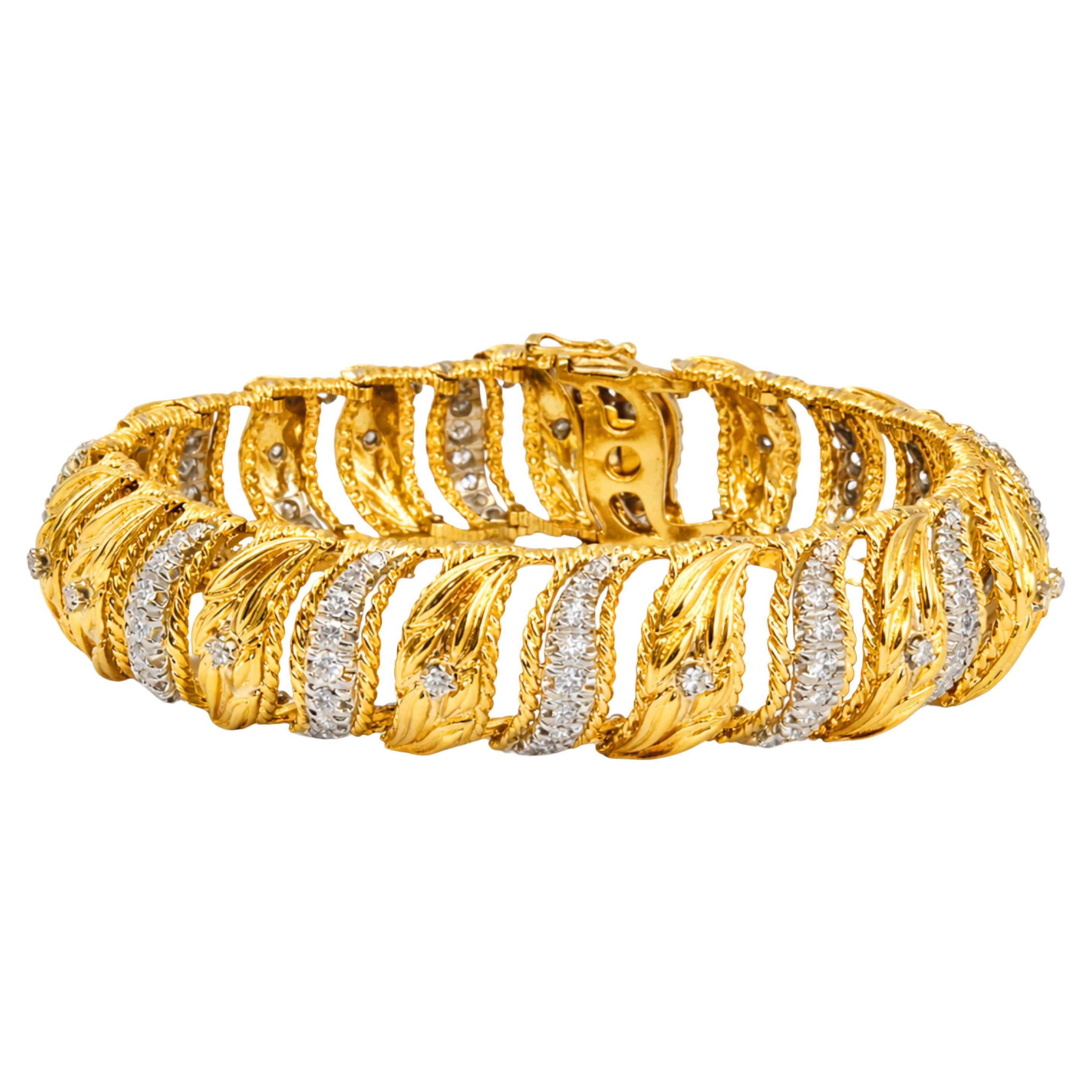 Bracciale con diamanti in oro giallo 18 carati di Hammerman Brothers in vendita