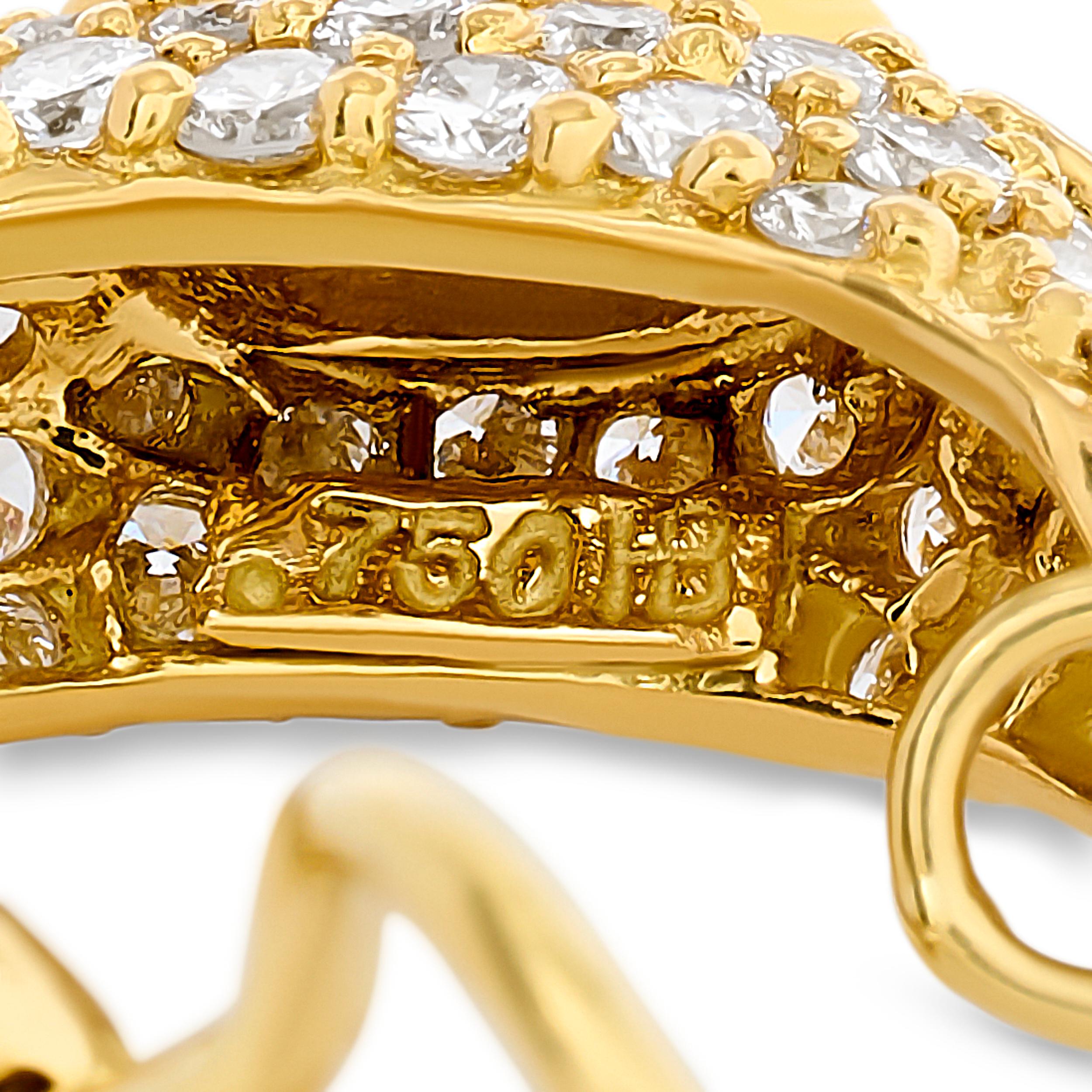 Hammerman Brothers Boucles d'oreilles en or jaune 18 carats avec diamants Excellent état - En vente à Philadelphia, PA