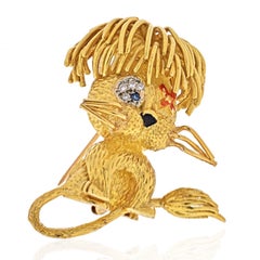 Hammerman Brothers 18k Yellow Gold Lion Brooch