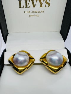 Hammerman Brothers 18K yellow Gold & More pearl Clip on Earrings 35.4 grams