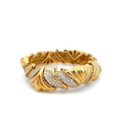 Hammerman Brothers 18-Karat-Gelbgold-Gliederarmband mit runden G-VS-Diamanten à 15 Karat