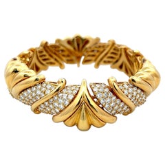 Hammerman Brothers 18-Karat-Gelbgold-Gliederarmband mit runden G-VS-Diamanten à 15 Karat