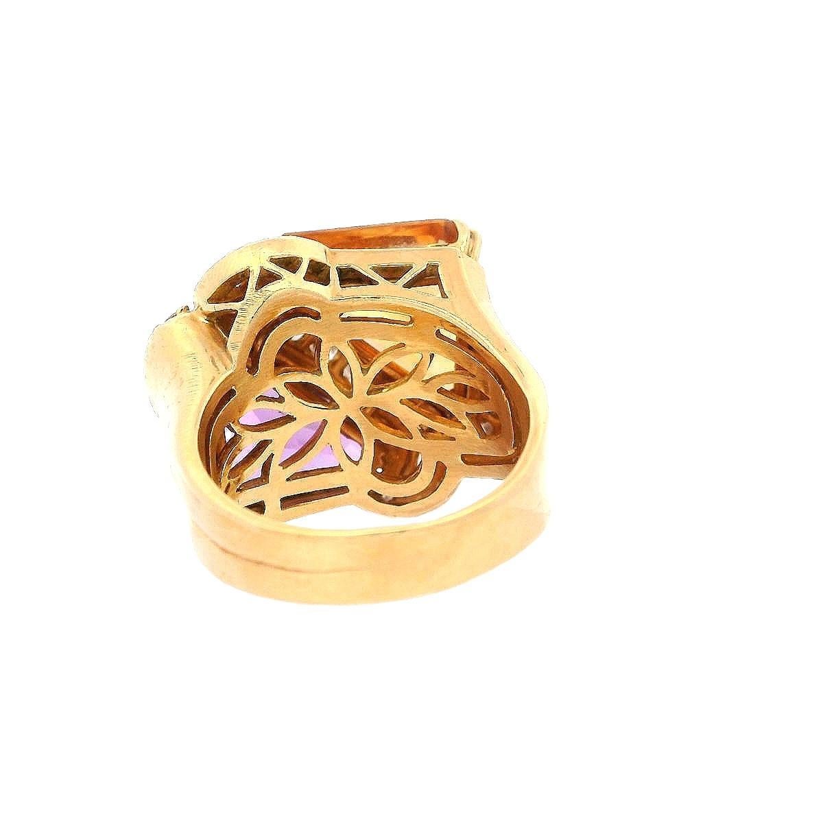 Women's or Men's Hammerman brothers 18kt Gold Ring with Amethyst, Citrine and Diamonds For Sale