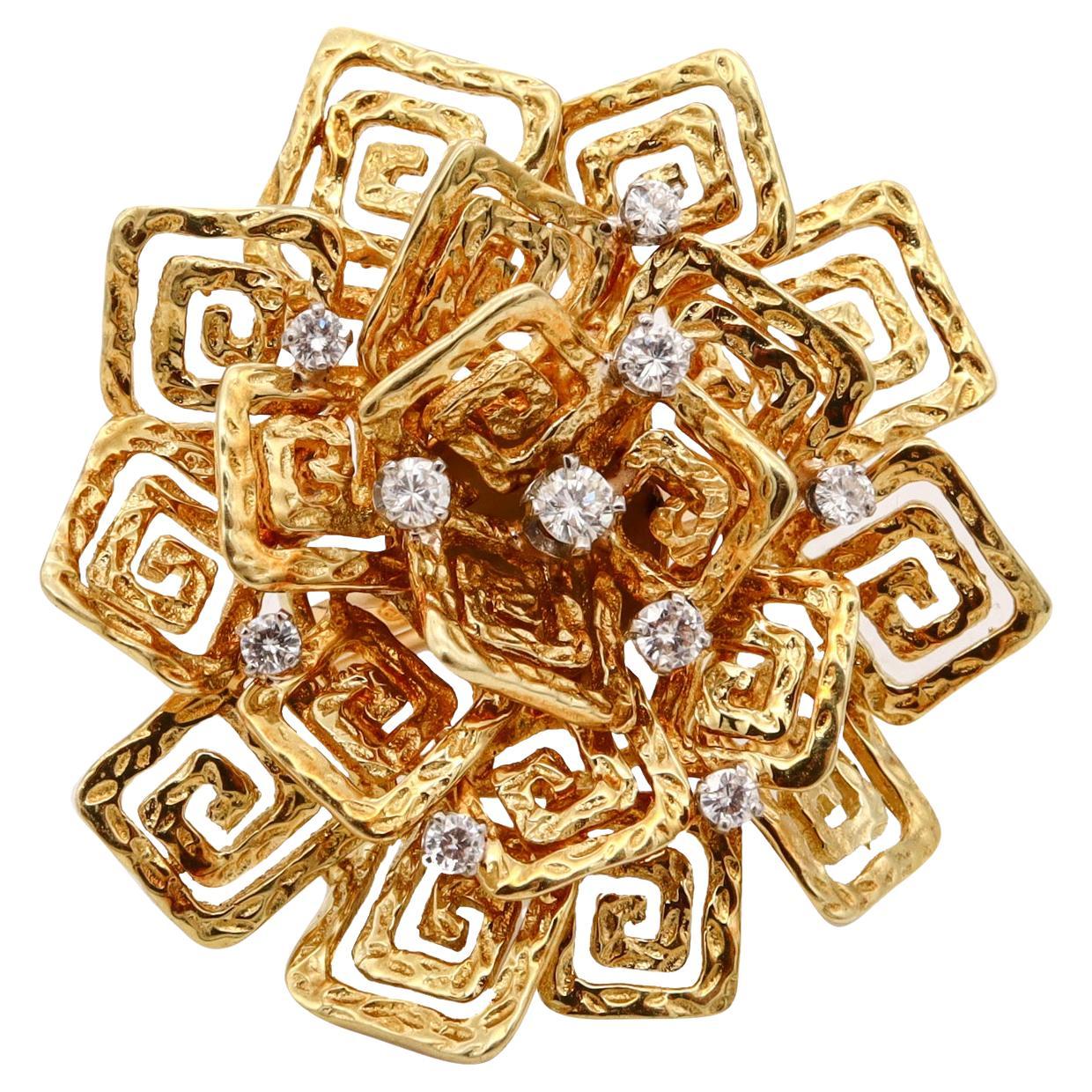 Hammerman Brothers 1960 Geometric Cocktail Ring In 18Kt Gold With VS Diamonds