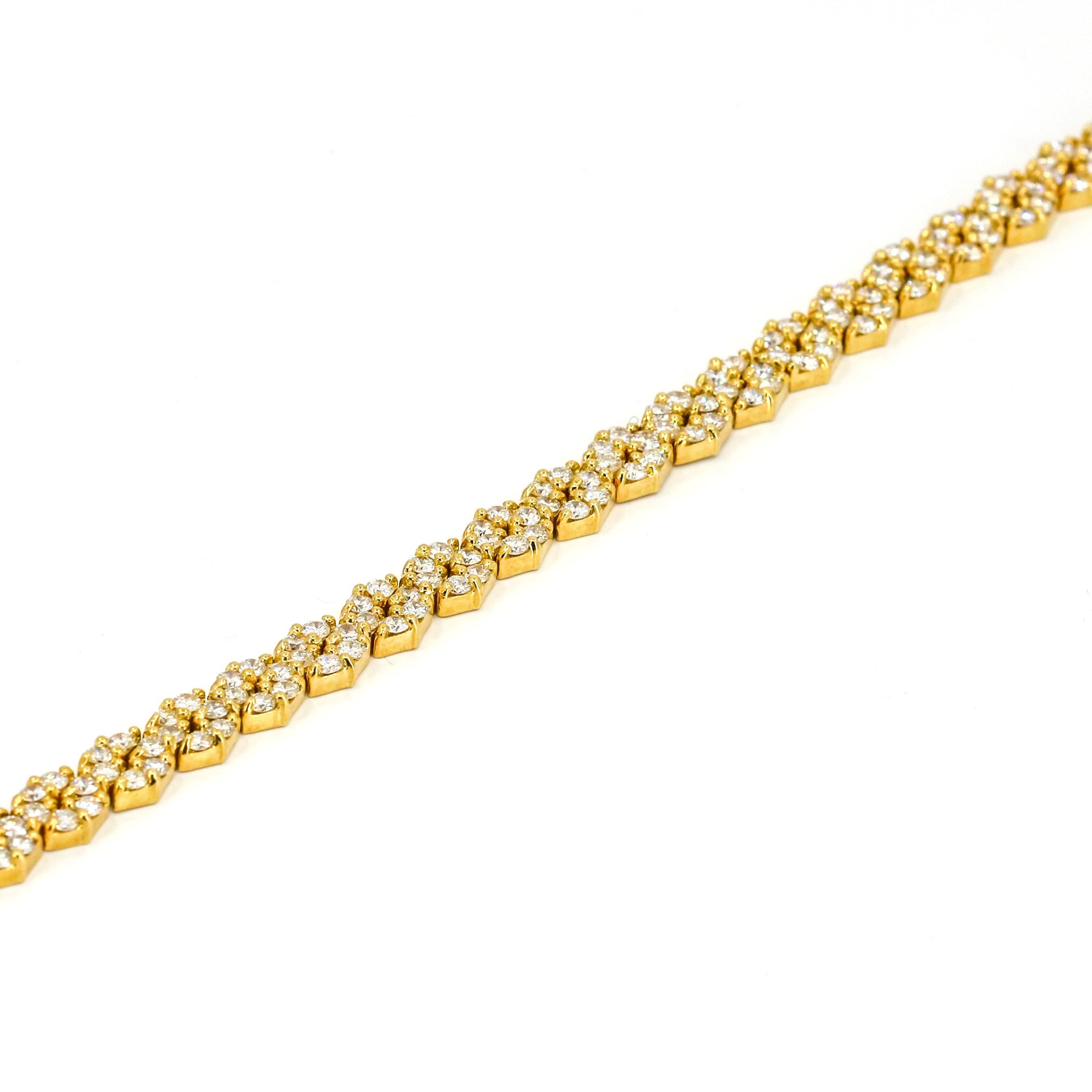 Women's Hammerman Brothers 3.50 Carat 18k Yellow Gold Diamond Tennis Bracelet For Sale
