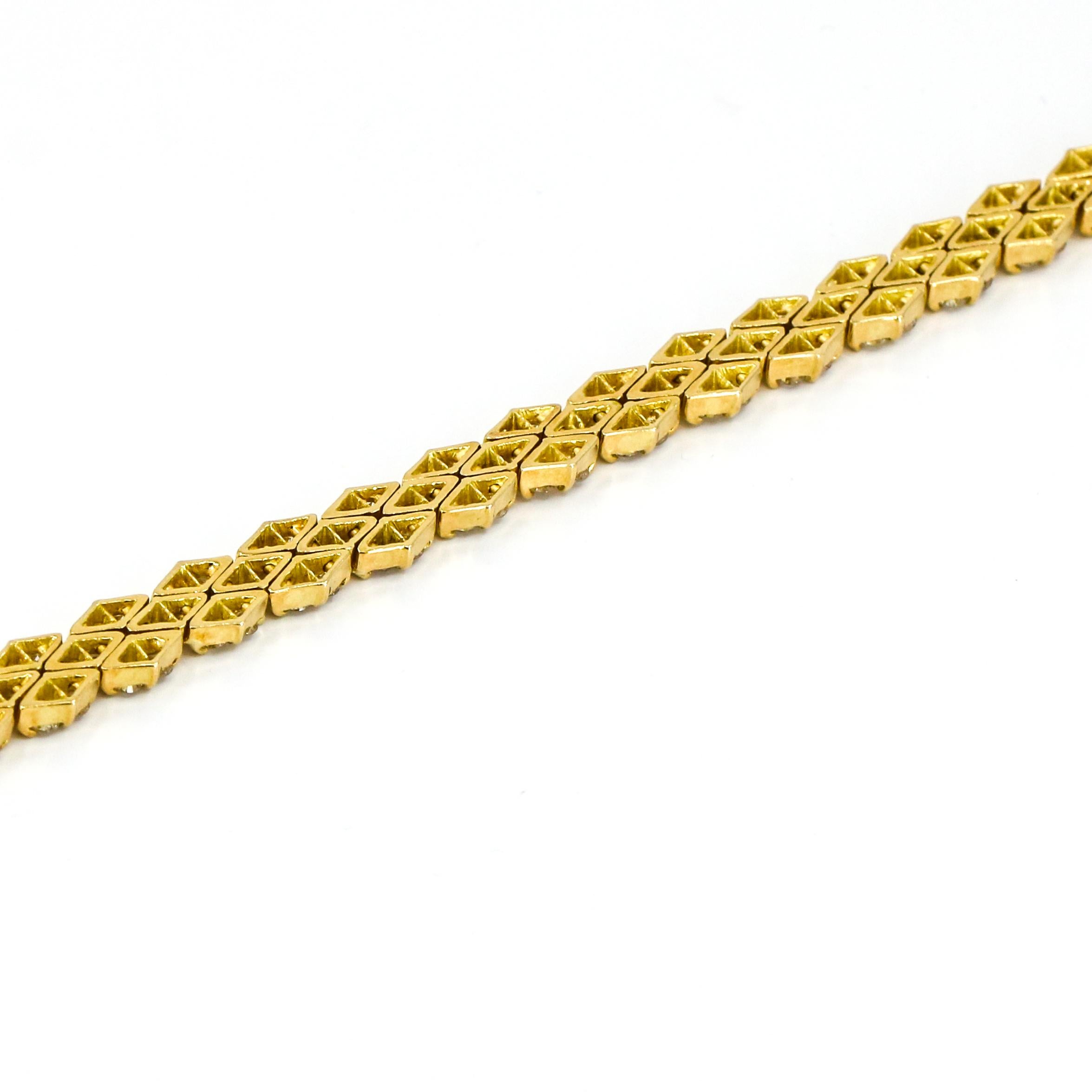 Hammerman Brothers 3.50 Carat 18k Yellow Gold Diamond Tennis Bracelet For Sale 1
